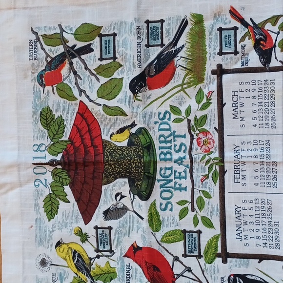 Calendar towel 2018 song bird feast - Picture 2 of 3